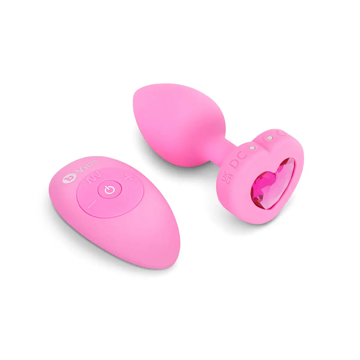 B-Vibe Vibrating Heart Plug Small/Medium - Pink Topaz - GreatEagleInc