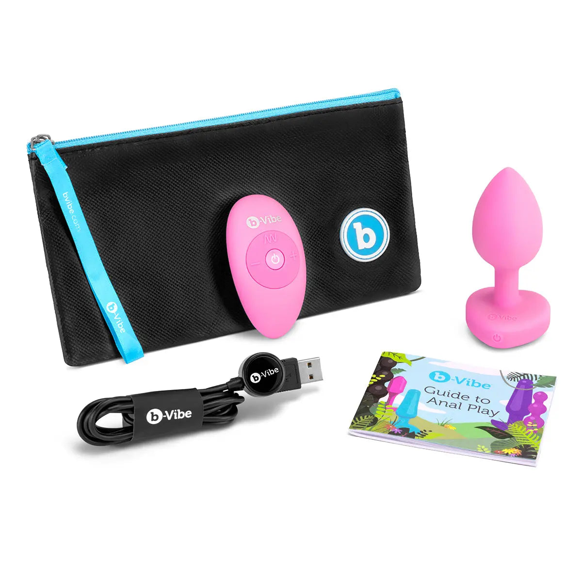 B-Vibe Vibrating Heart Plug Small/Medium - Pink Topaz - GreatEagleInc