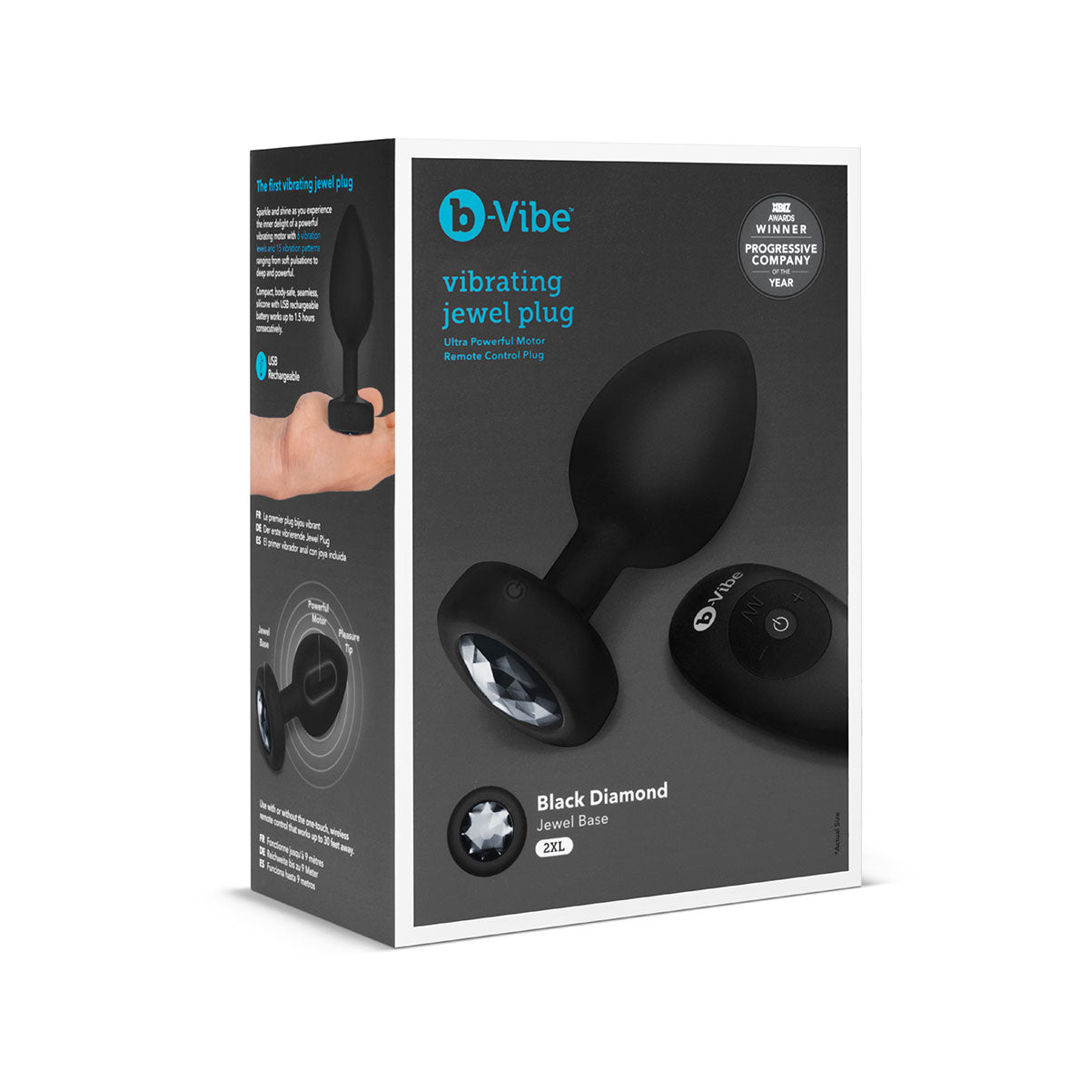 B-Vibe Vibrating Jewel Plug 2XL - Black B-Vibe