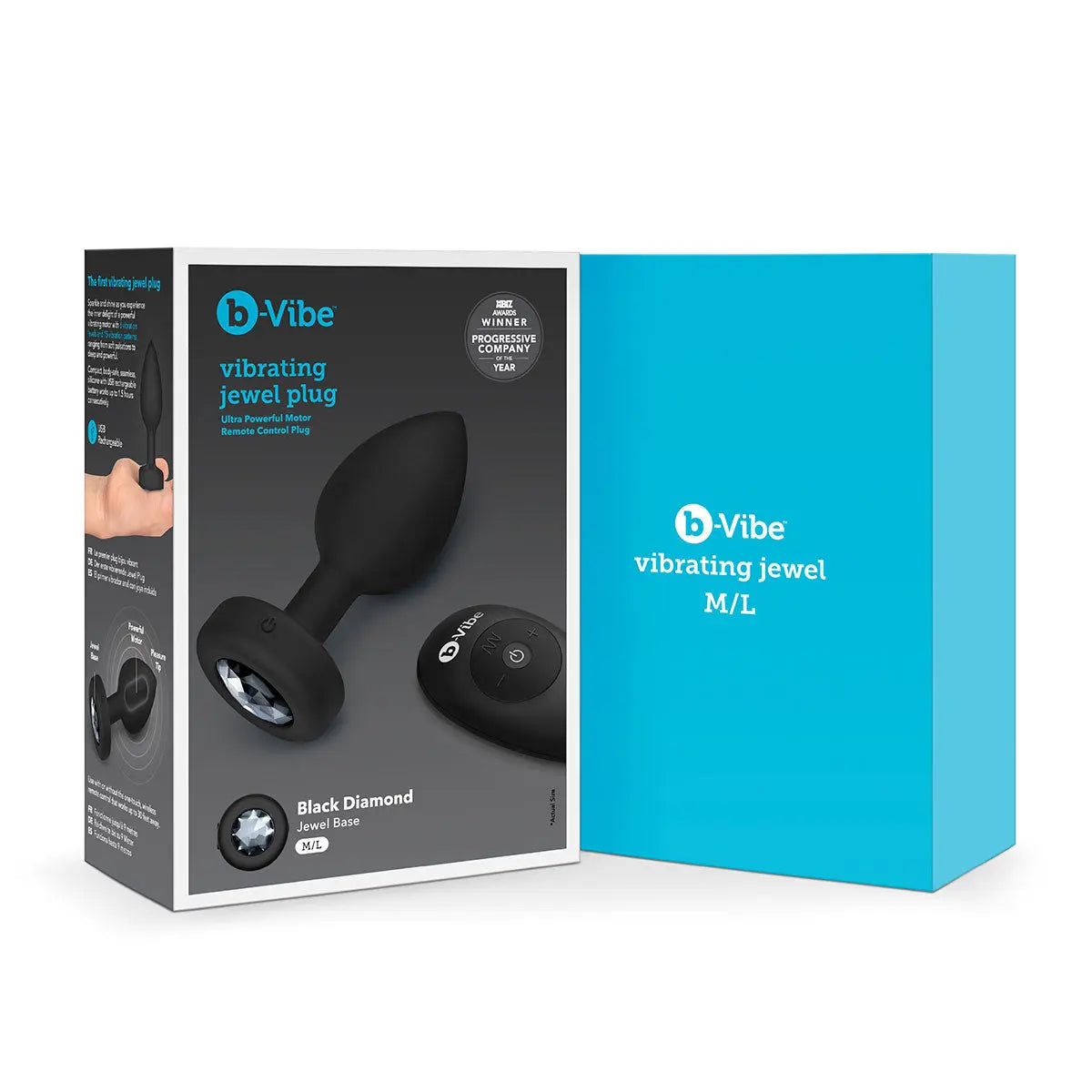 B-Vibe Vibrating Jewel Plug Medium/Large - Black B-Vibe