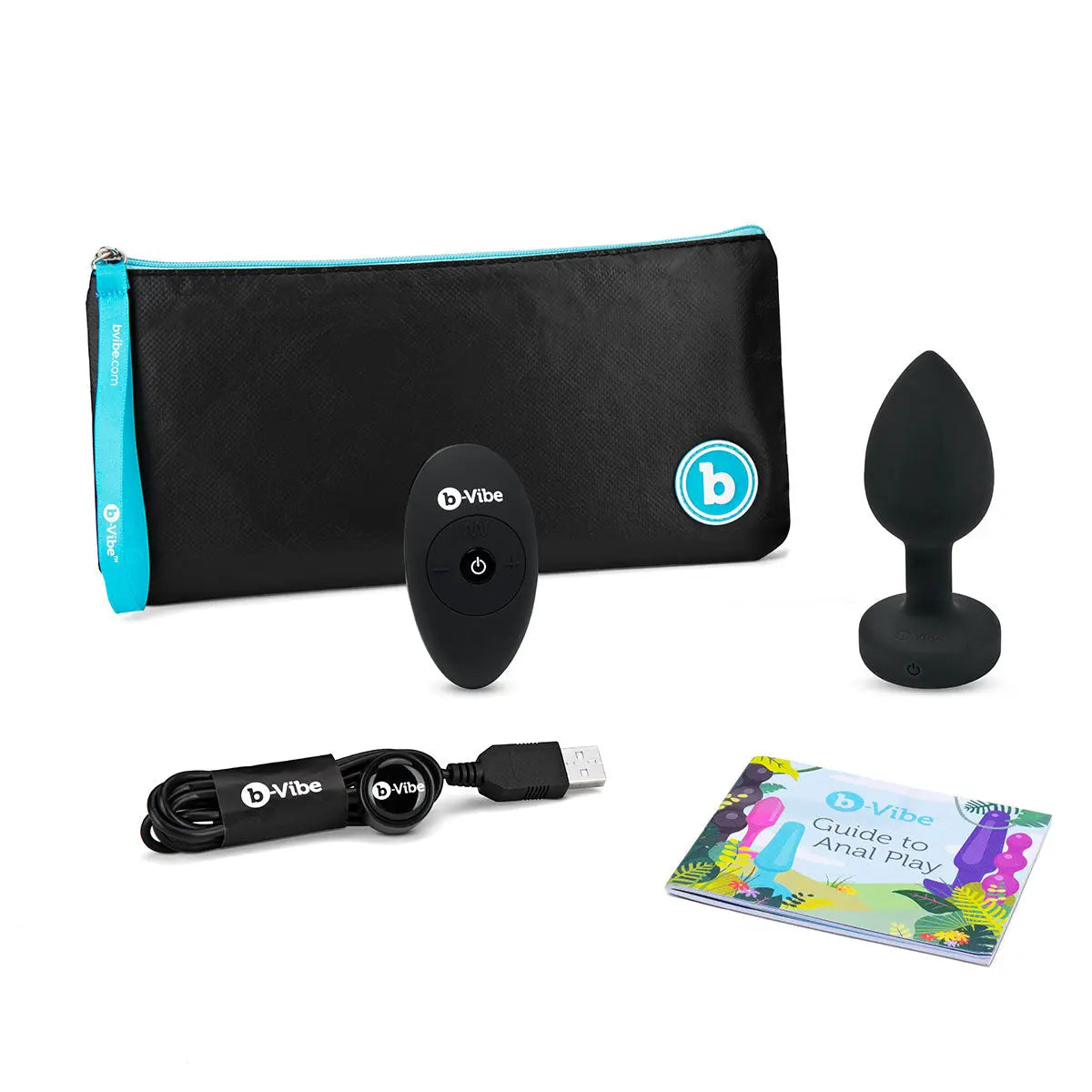 B-Vibe Vibrating Jewel Plug Medium/Large - Black B-Vibe