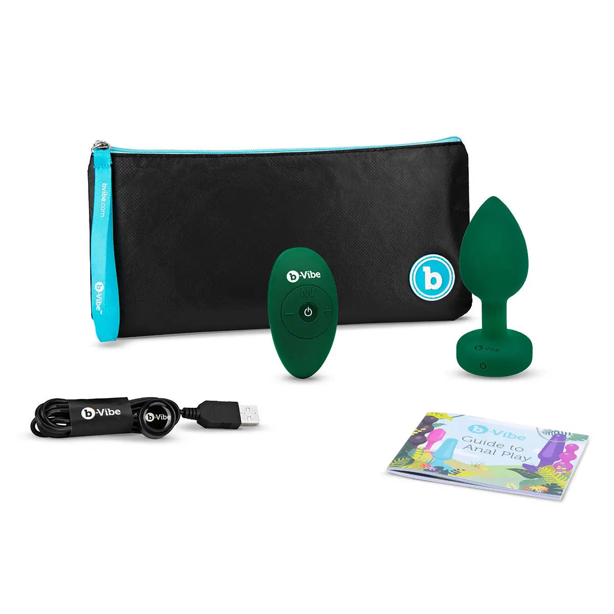 B-Vibe Vibrating Jewel Plug Medium/Large - Emerald B-Vibe