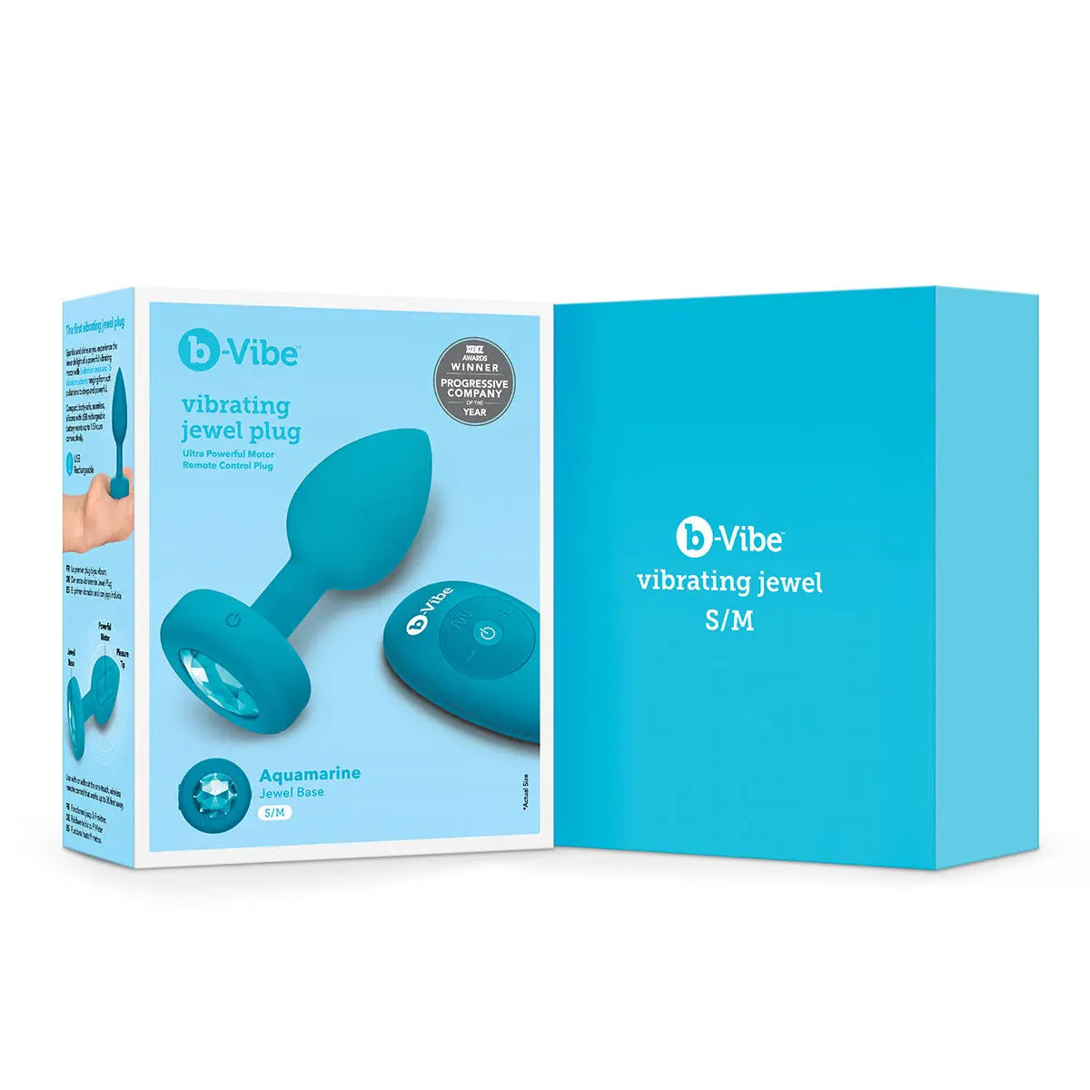 B-Vibe Vibrating Jewel Plug Small/Medium - Aqua B-Vibe