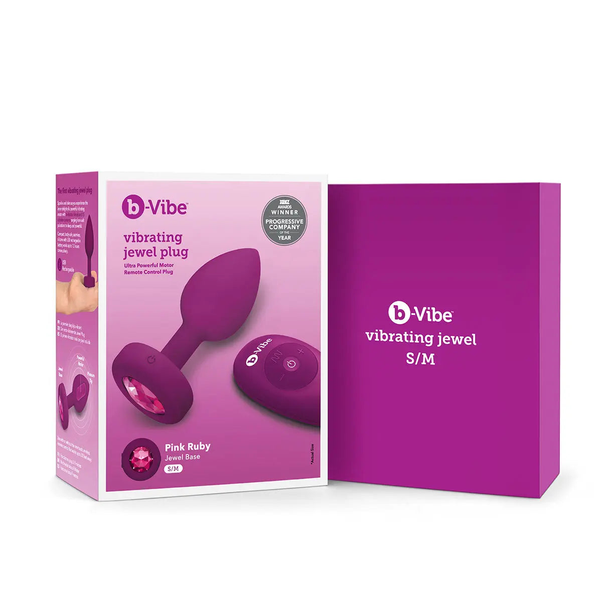 B-Vibe Vibrating Jewel Plug Small/Medium - Fuchsia B-Vibe
