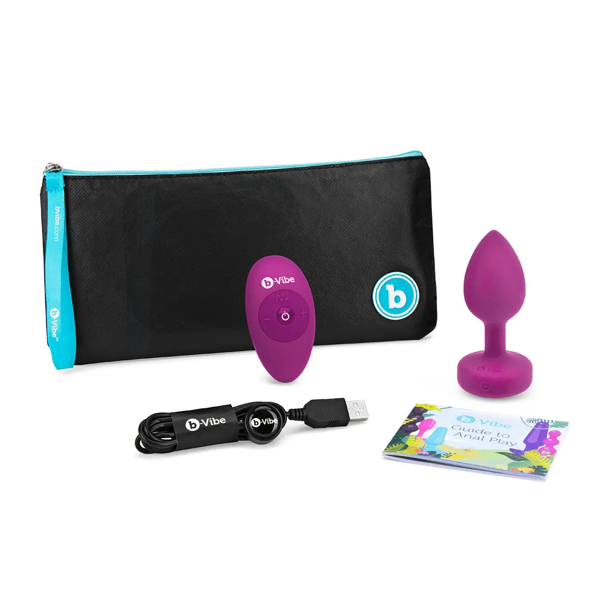 B-Vibe Vibrating Jewel Plug Small/Medium - Fuchsia B-Vibe