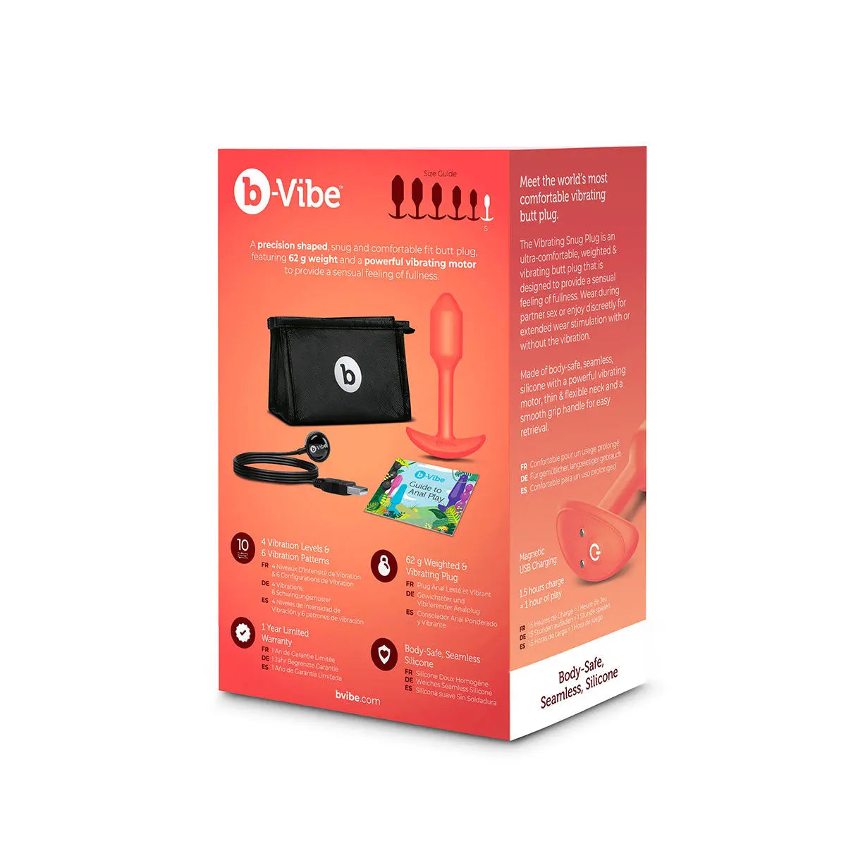 B-Vibe Vibrating Snug Plug 1 (S) - Orange B-Vibe