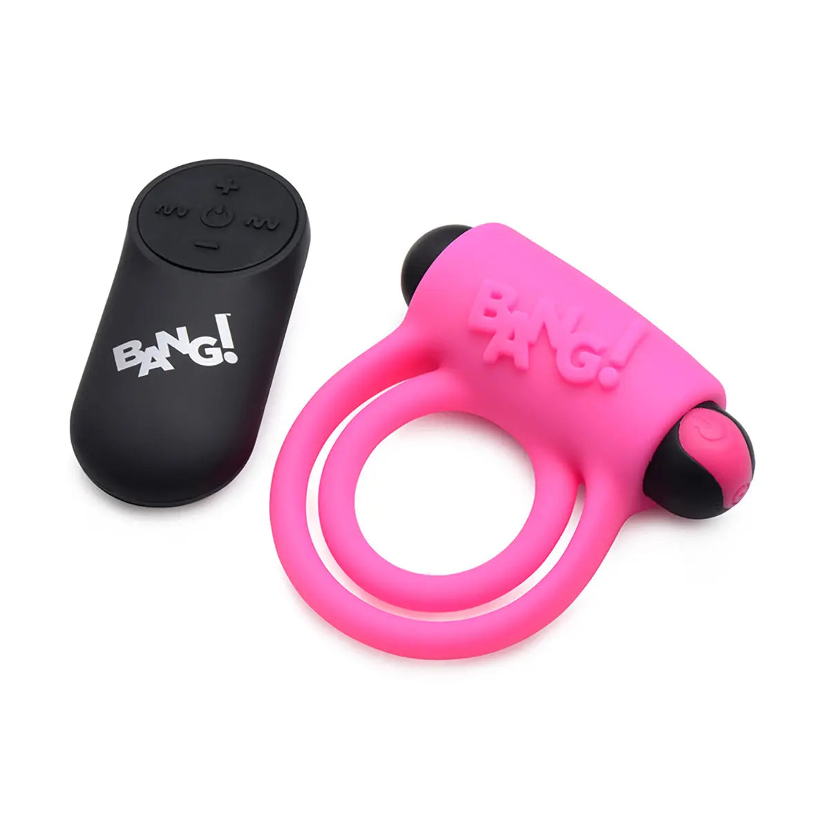 BANG! Silicone Cock Ring & Bullet with Remote Control Pink - GreatEagleInc