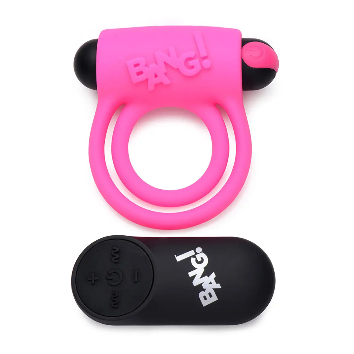 BANG! Silicone Cock Ring & Bullet with Remote Control Pink - GreatEagleInc
