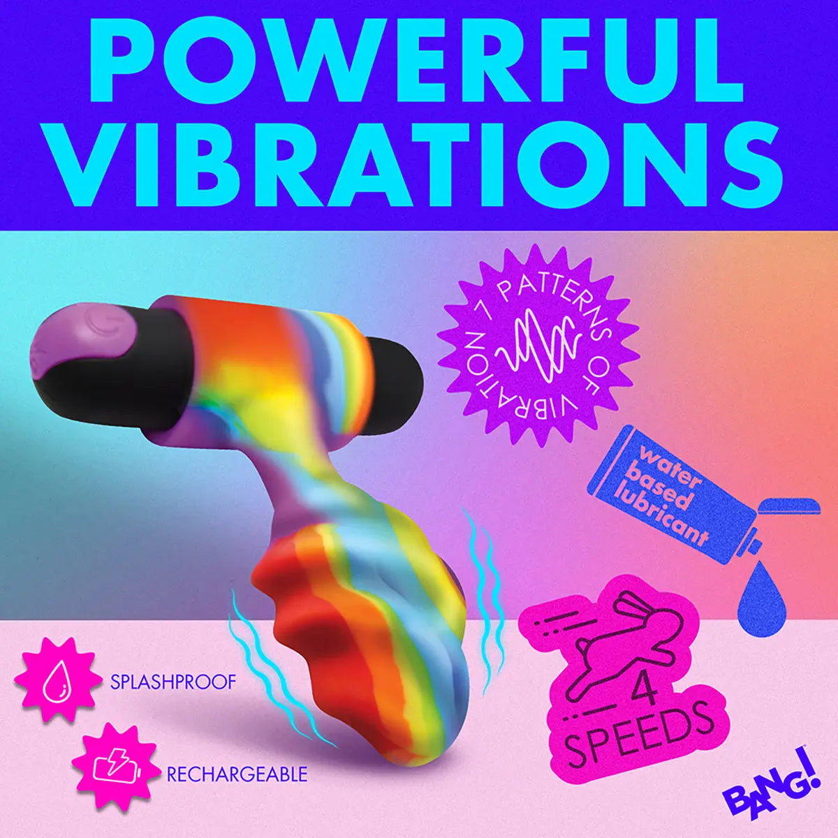 BANG! Vibrating Rainbow Butt Plug - GreatEagleInc