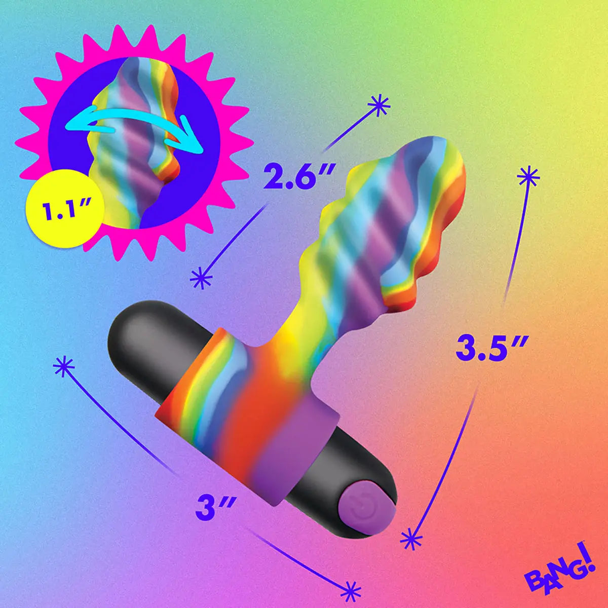BANG! Vibrating Rainbow Butt Plug - GreatEagleInc