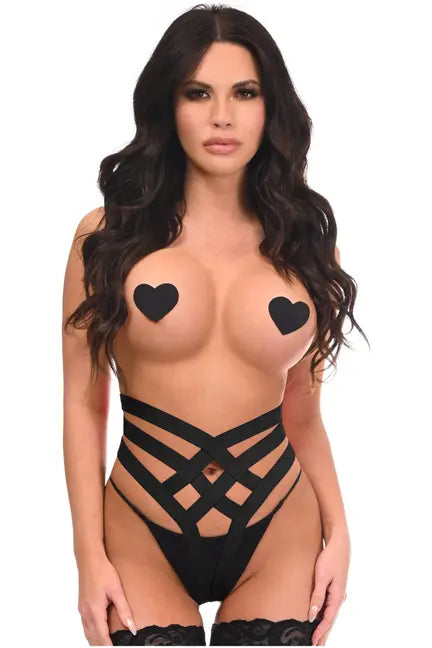 BOXED Black Stretchy Elastic Panty Body Harness Daisy Corsets