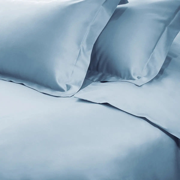 Baby Blue Twin Cotton Blend Washable Duvet Cover Set With Sham Homeroots Bed & Bath