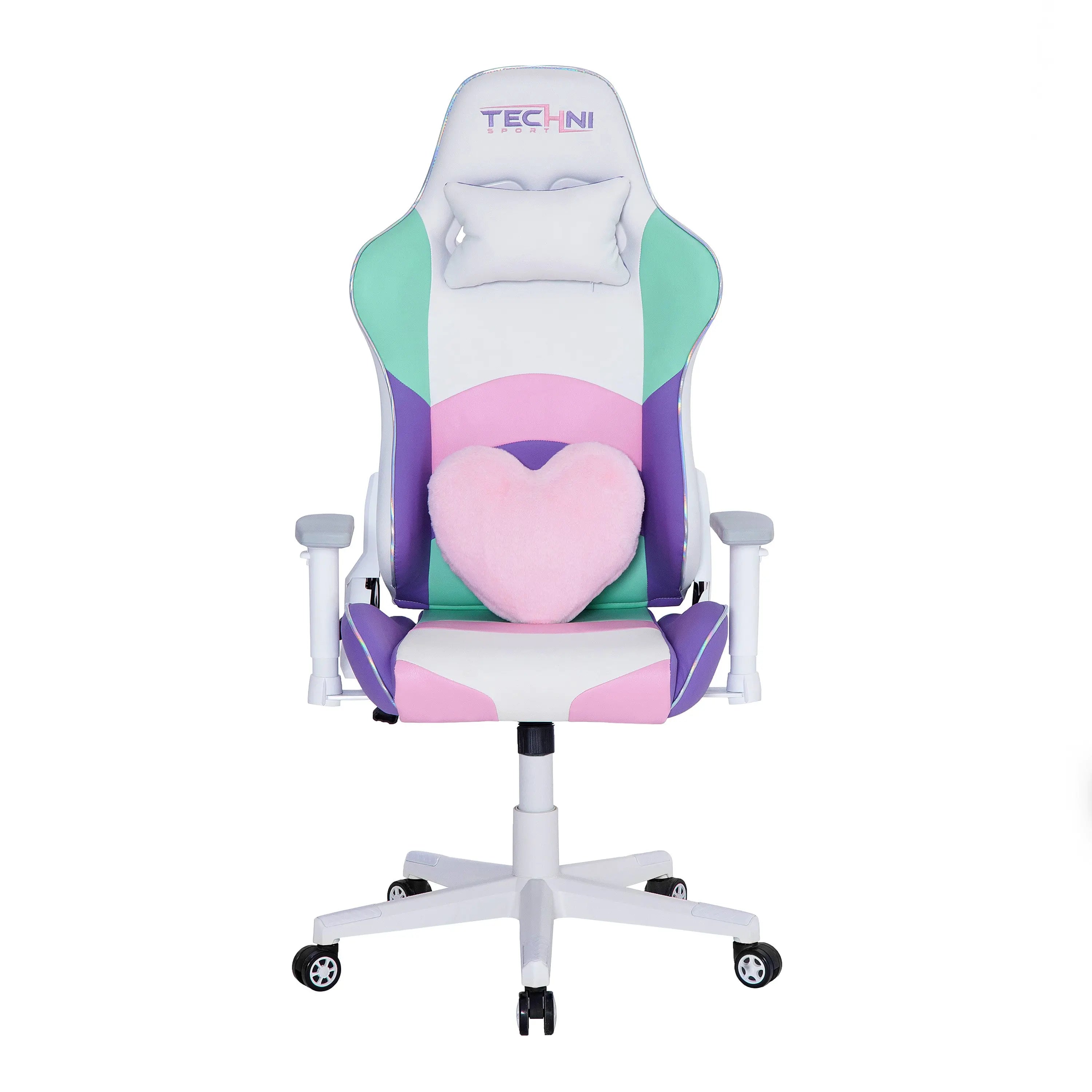 Baby Pink and White Adjustable Height Swivel Rolling Gaming Chair Homeroots Office