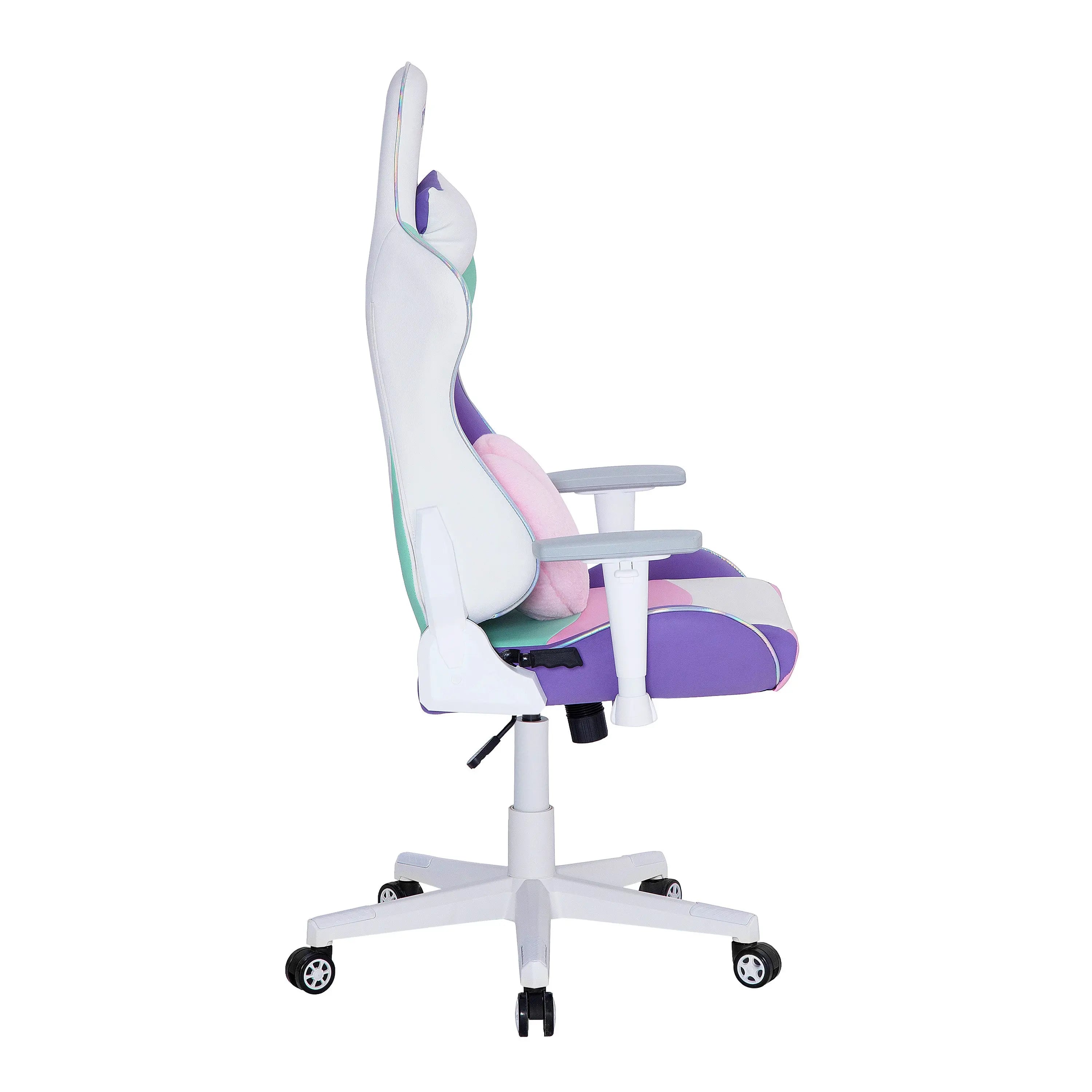 Baby Pink and White Adjustable Height Swivel Rolling Gaming Chair Homeroots Office