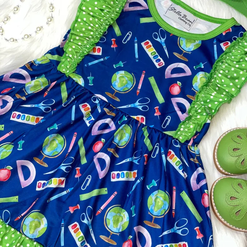 Back to School Dress with Polka Dot Ruffle Stella Bean Clothing