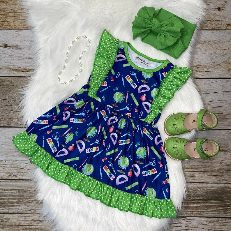 Back to School Dress with Polka Dot Ruffle Stella Bean Clothing
