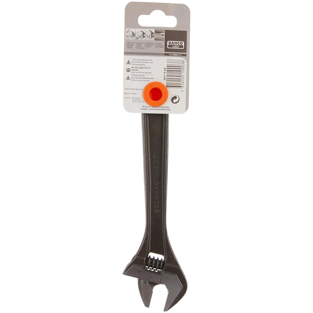 Bahco 8" Central Nut Adjustable Wrenches With Phosphate Finish BAHCO