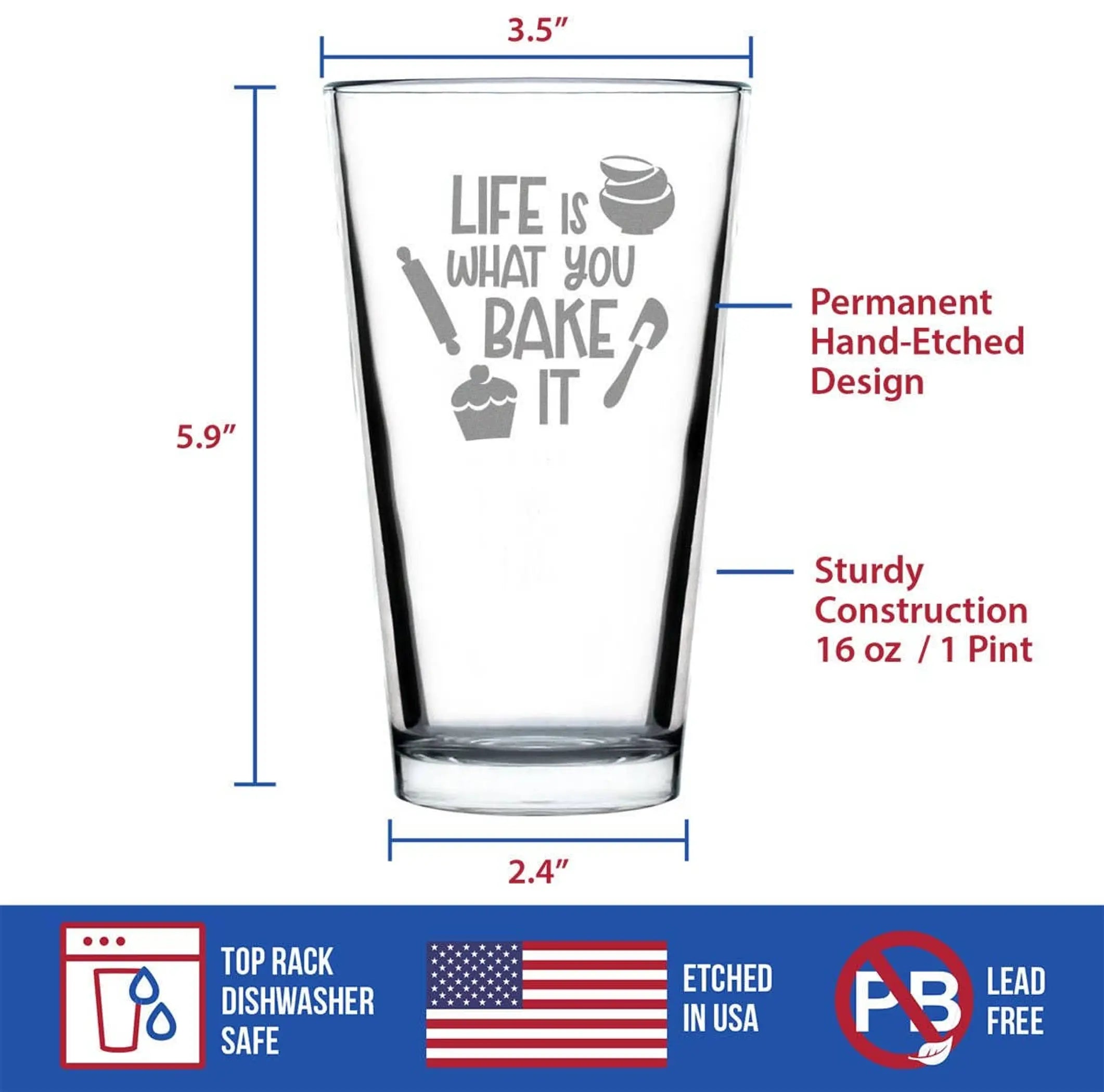 Bake it Pint Glass for Beer - Baking Gifts and Decor Bevvee