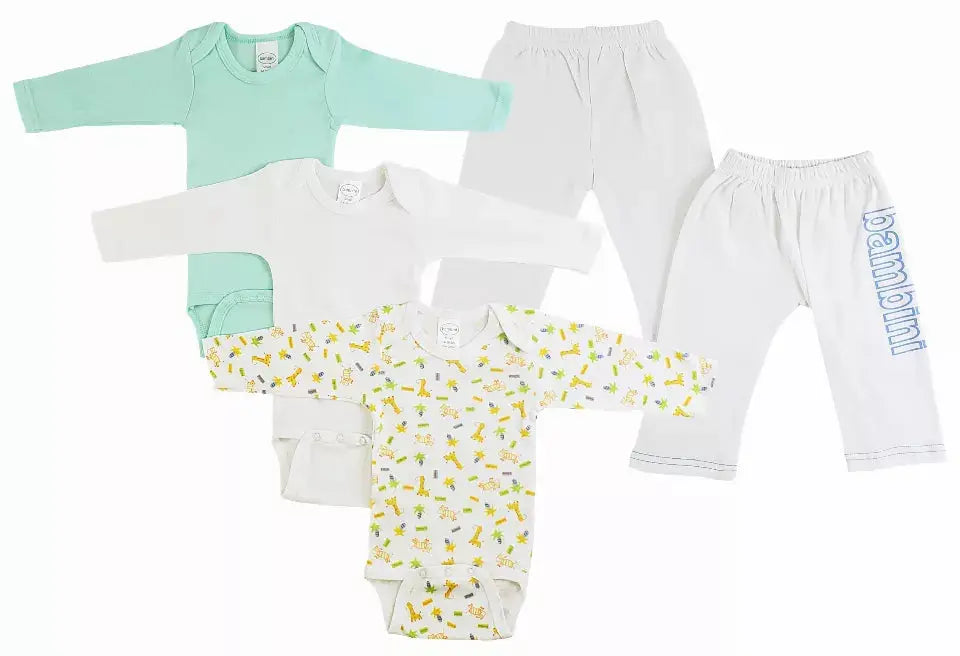 Bambini Infant Boys Long Sleeve Onezies and Track Sweatpants Bambini