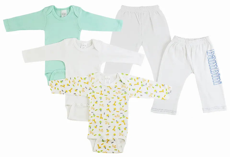 Bambini Infant Boys Long Sleeve Onezies and Track Sweatpants Bambini