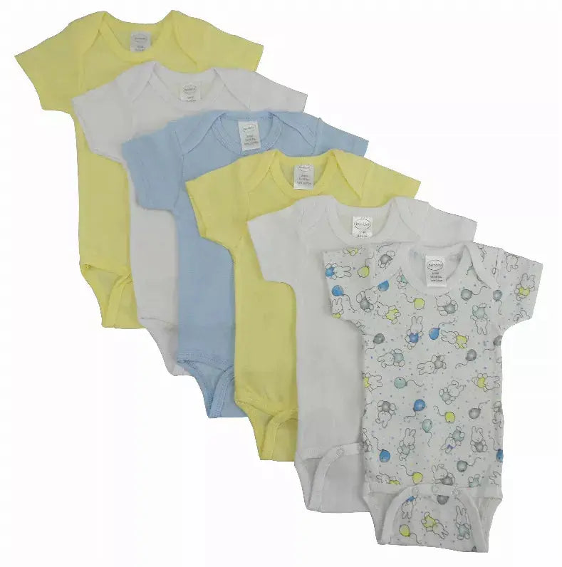 Bambini Printed Pastel Boys' Short Sleeve 6 Pack Bambini