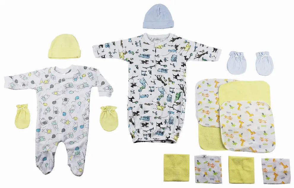 Bambini Sleep-n-Play, Gown, Caps, Mittens and Washcloths - 14 Piece Set Bambini