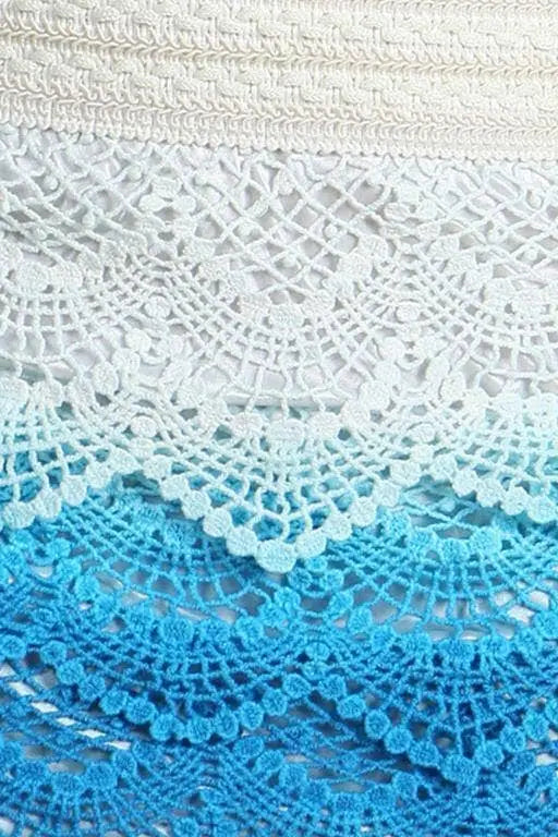 Banded Ombre Crochet Mini Skirt With Scalloped Hemline SurelyMine