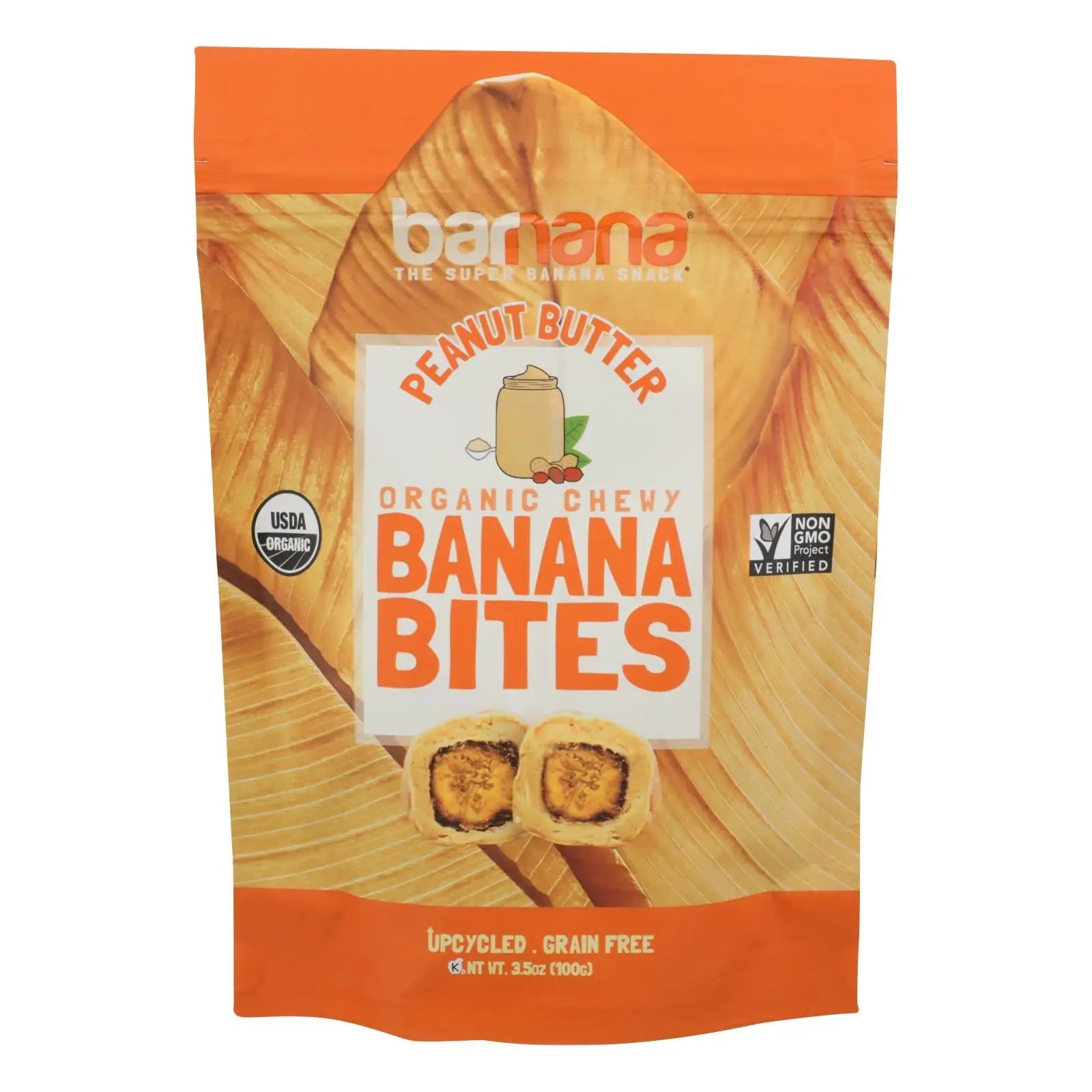 Barnana Chewy Banana Bites - Organic Peanut Butter - Case Of 12 - 3.5 Oz. Barnana