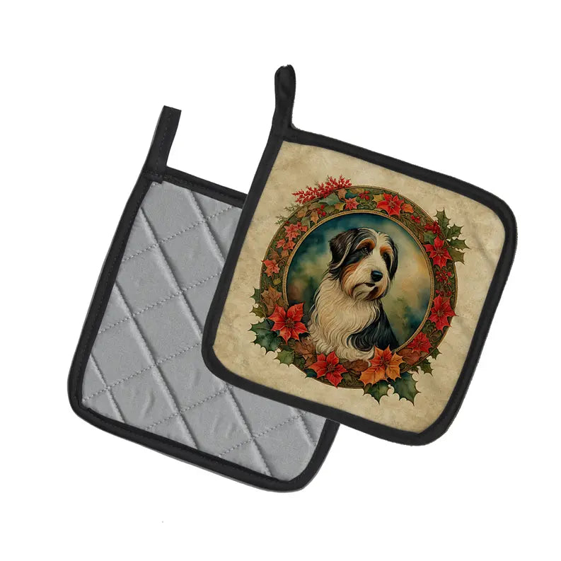 Basenji Christmas Flowers Pair of Pot Holders Caroline's Treasures