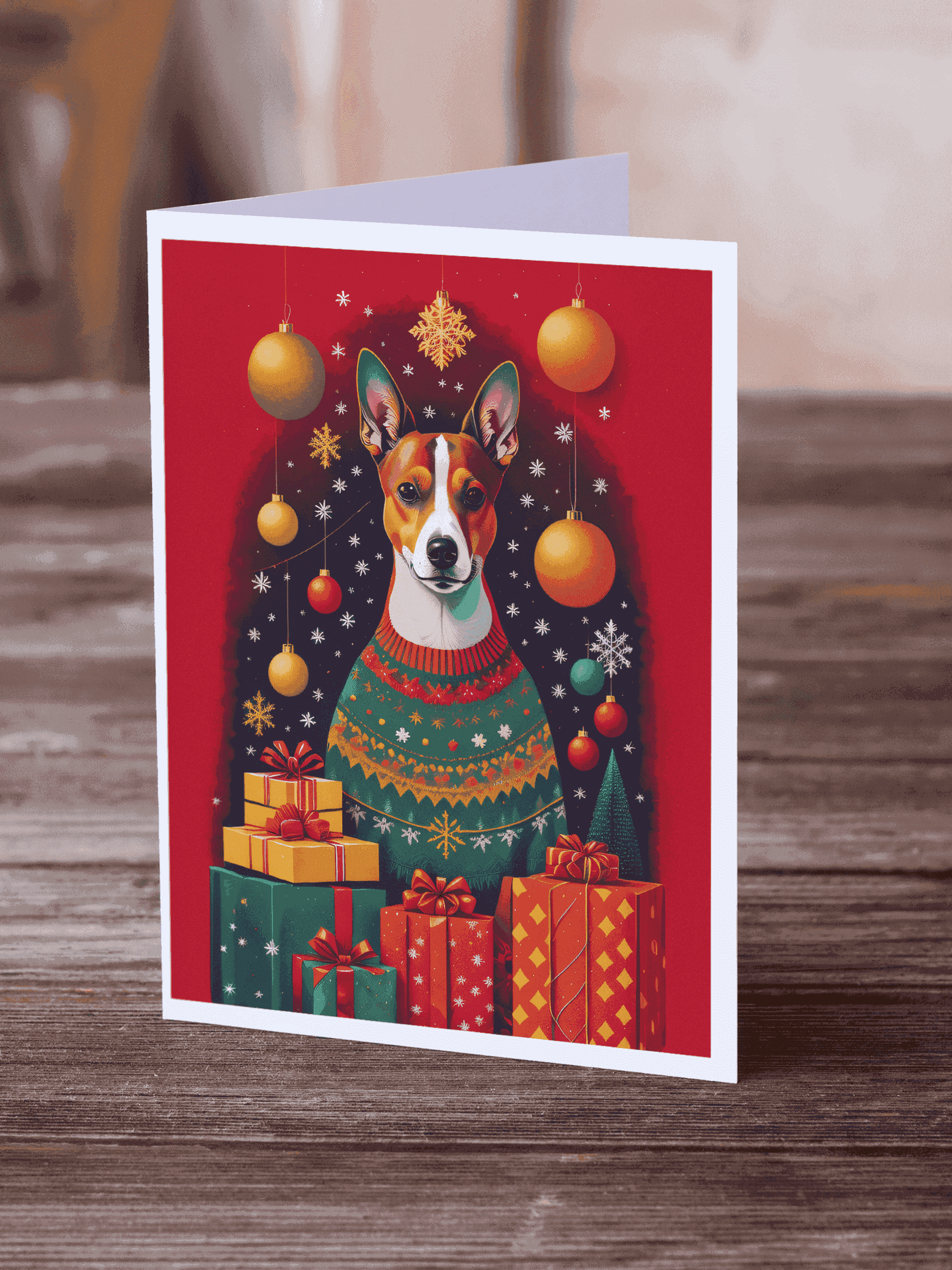 Basenji Holiday Christmas Greeting Cards Pack of 8 Caroline's Treasures
