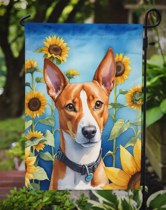 Basenji in Sunflowers Garden Flag Caroline's Treasures