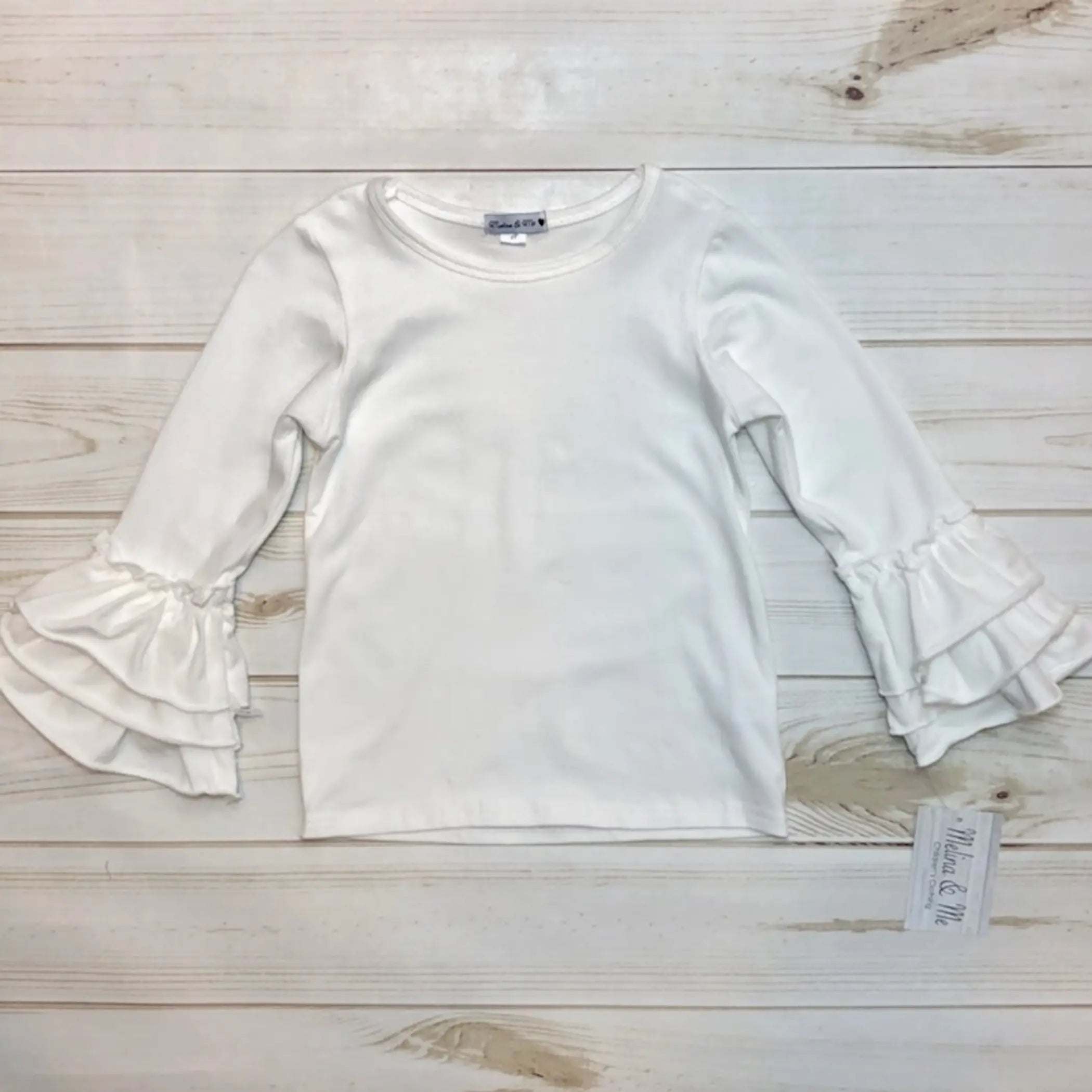 Basic Ruffle Long Sleeve (Ivory) Melina & Me