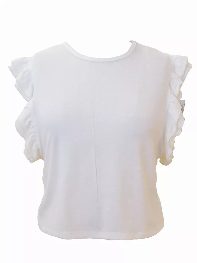 Basics Ruffle Sleeves Top Tru Luv