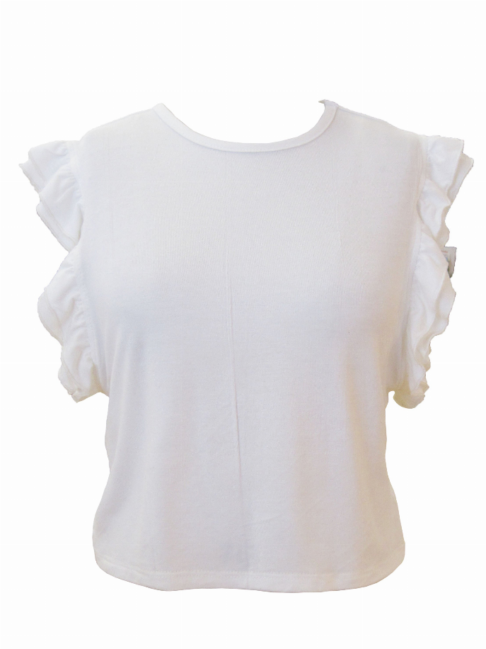 Basics Ruffle Sleeves Top Tru Luv