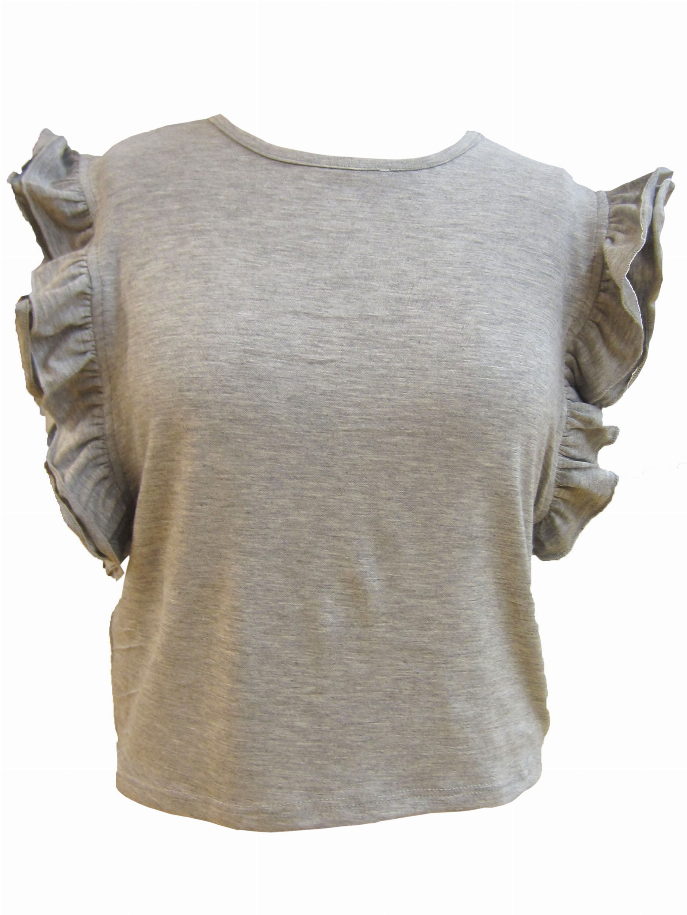 Basics Ruffle Sleeves Top Tru Luv