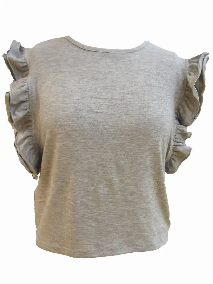 Basics Ruffle Sleeves Top Tru Luv
