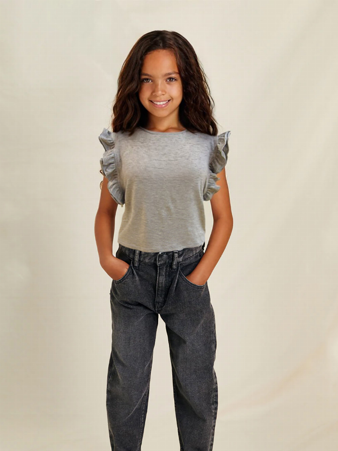Basics Ruffle Sleeves Top Tru Luv