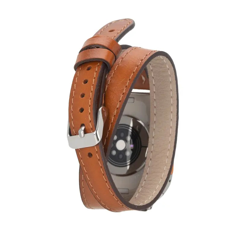 Basin Double Tour Leather Bands for Apple Watch Ultra,8,7 and SE Toronata
