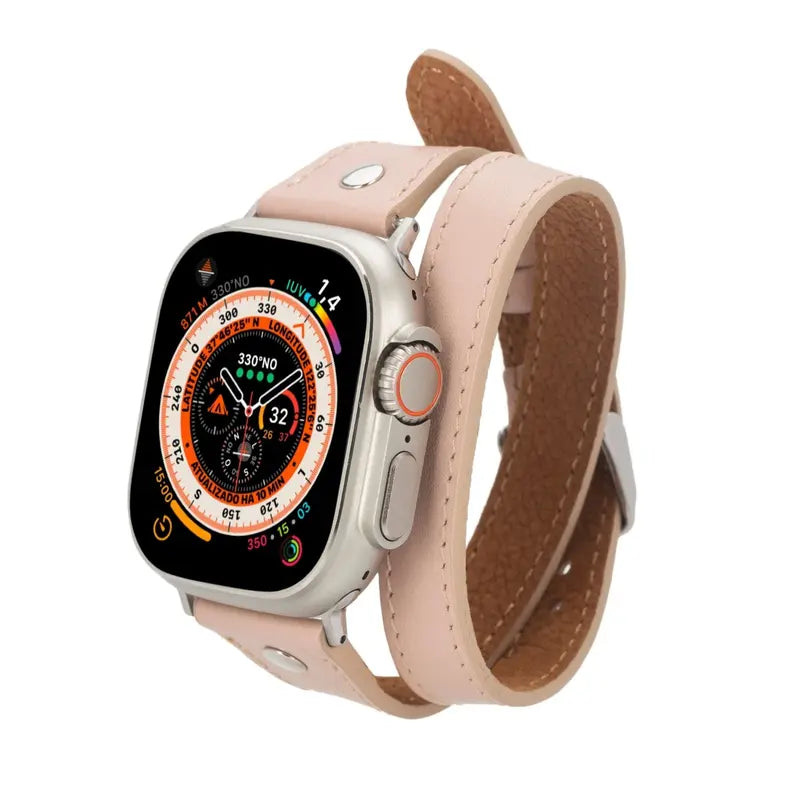 Basin Double Tour Leather Bands for Apple Watch Ultra,8,7 and SE Toronata