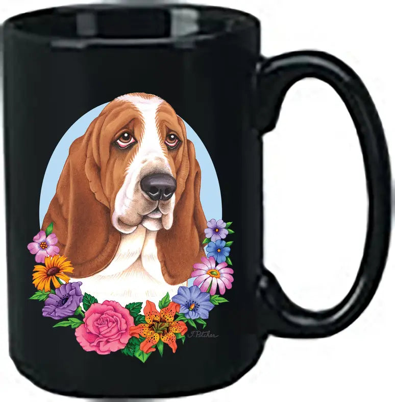 Basset Hound - Best of Breed Ceramic 15oz Coffee Black Mug Best of Breed