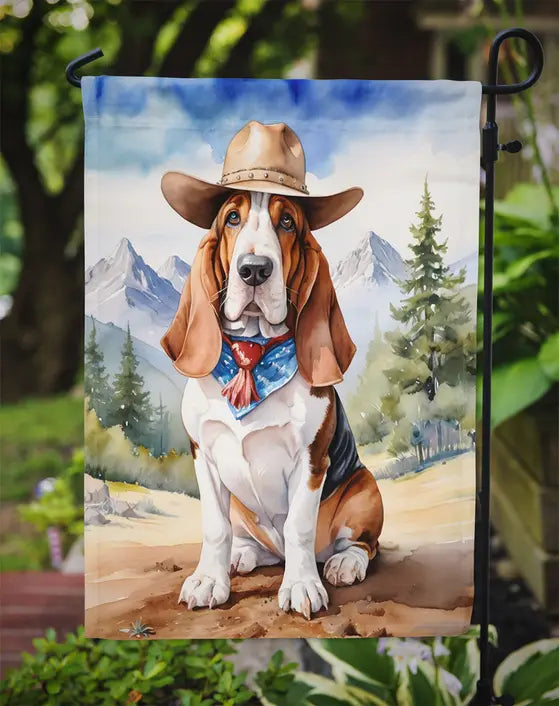 Basset Hound Cowboy Welcome Garden Flag Caroline's Treasures