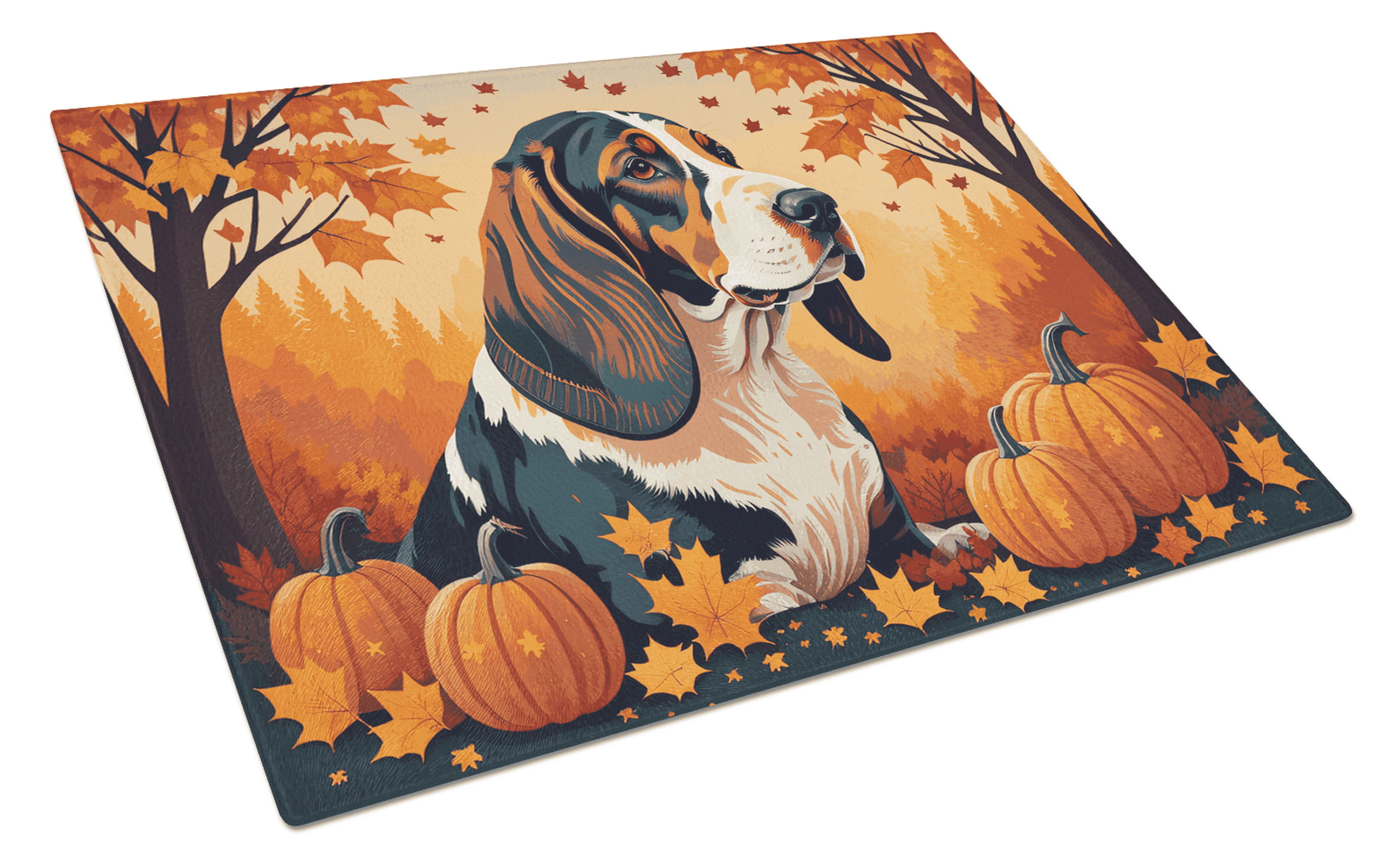 Basset Hound Fall Glass Cutting Board Caroline's Treasures
