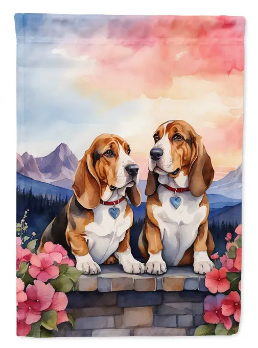 Basset Hound Two Hearts Garden Flag Caroline's Treasures