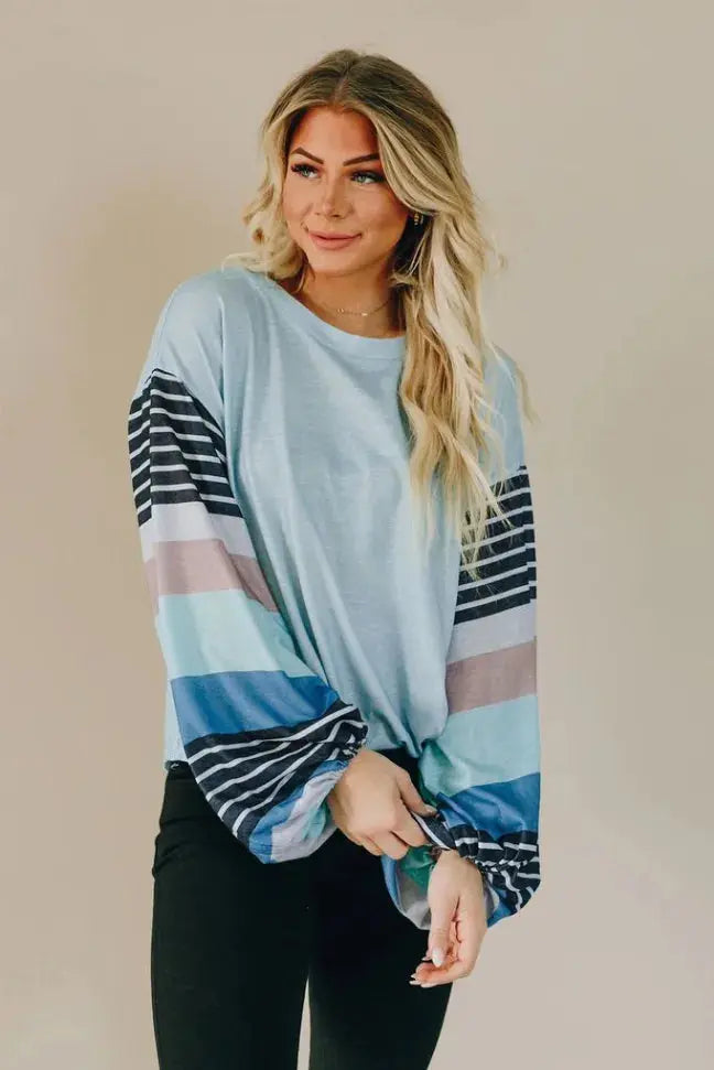 Be The Good Colorblock Knit Top Stay Warm in Style