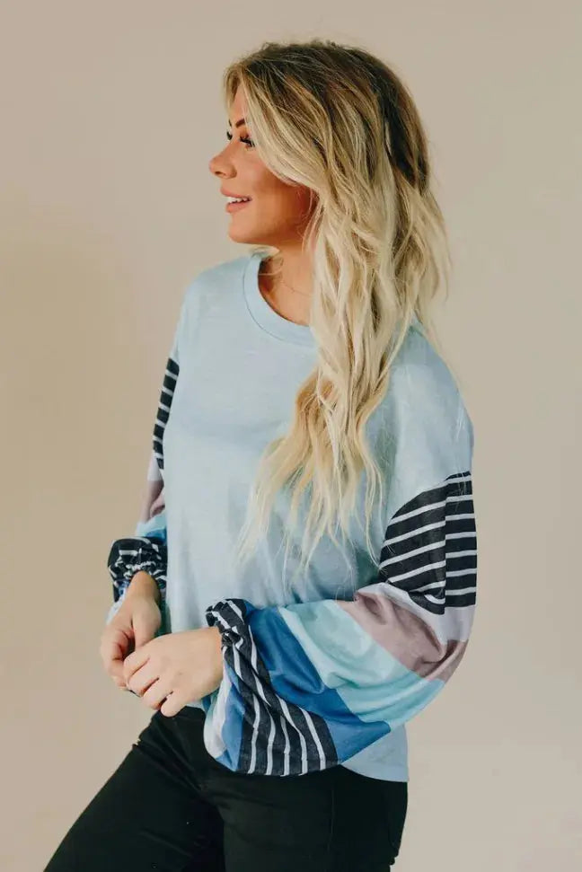 Be The Good Colorblock Knit Top Stay Warm in Style
