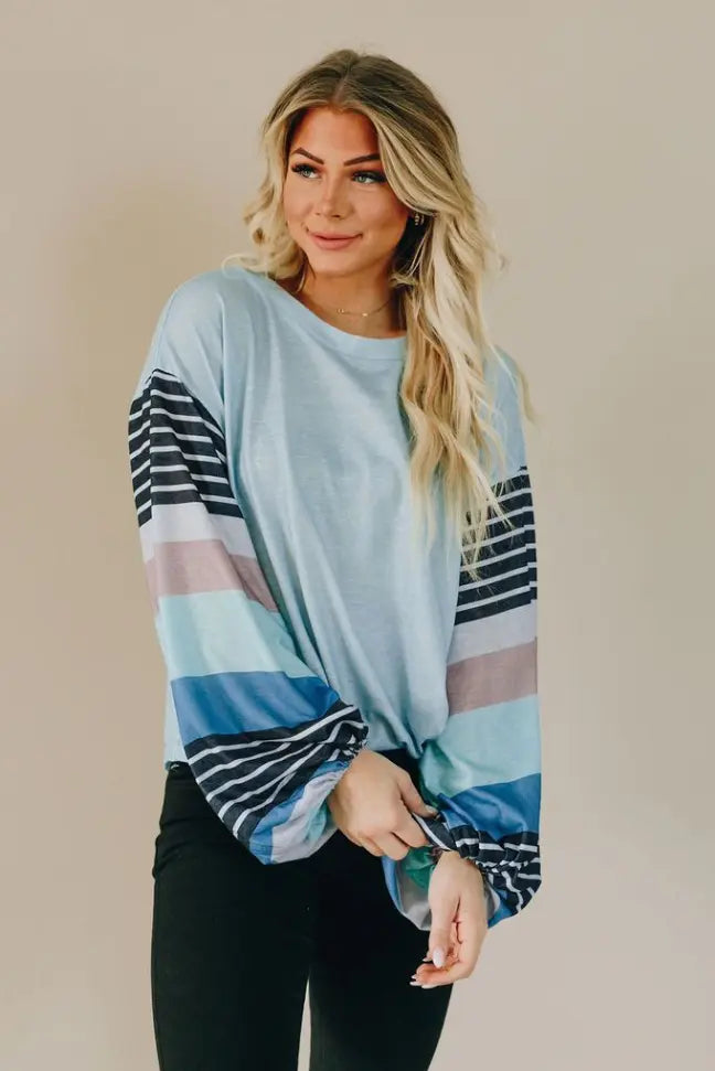 Be The Good Colorblock Knit Top Stay Warm in Style