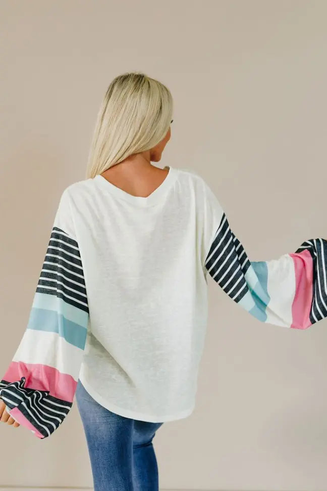 Be The Good Colorblock Knit Top Stay Warm in Style