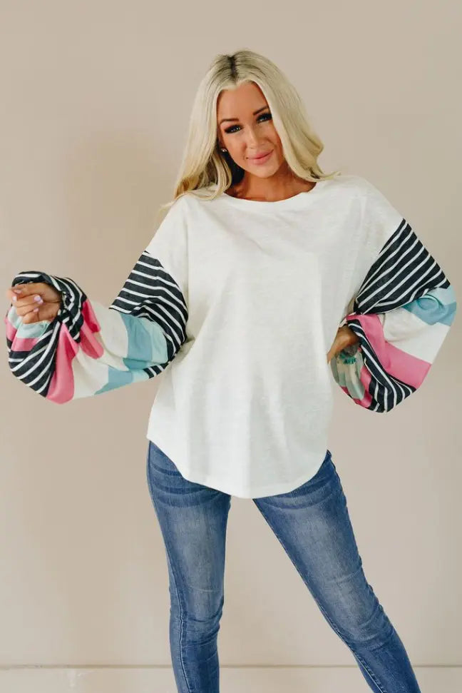 Be The Good Colorblock Knit Top Stay Warm in Style