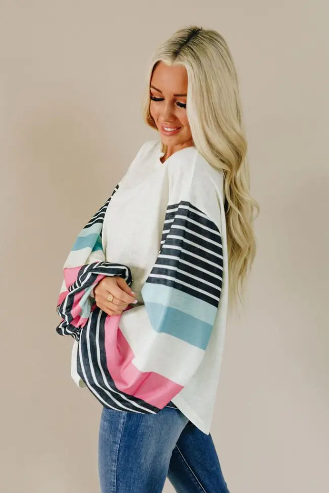 Be The Good Colorblock Knit Top Stay Warm in Style