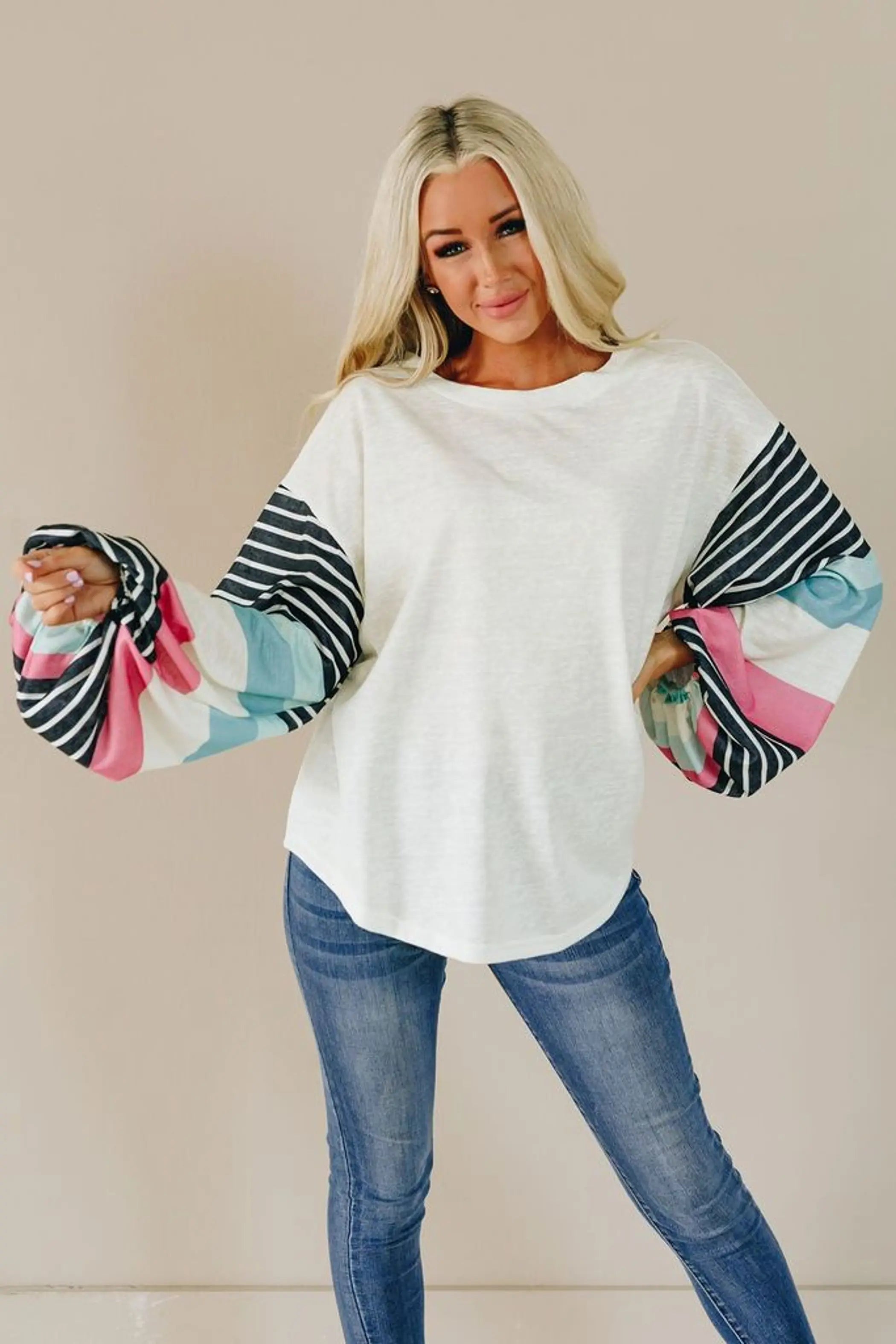 Be The Good Colorblock Knit Top Stay Warm in Style
